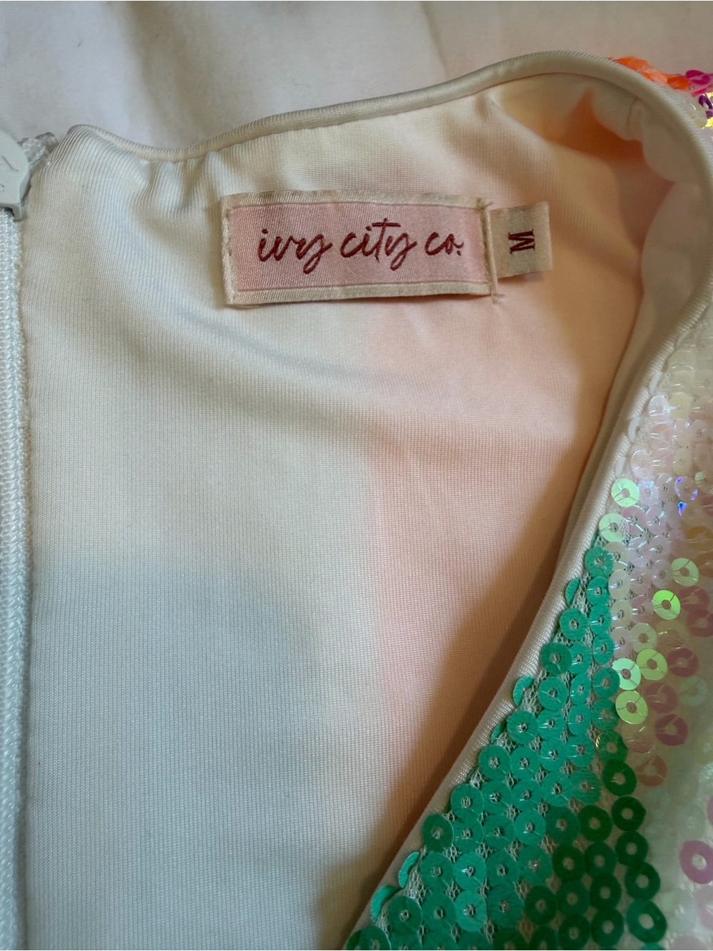 Ivy City Co Striped Sequin Long Sleeve Mini Dress Size Medium Colorful - Picture 7 of 9